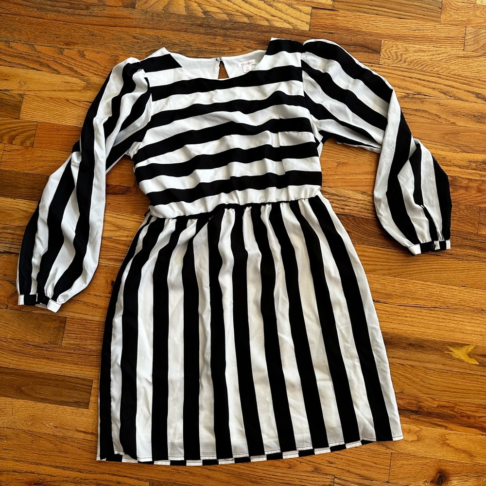 Black and white striped dress